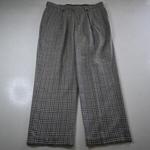 Tiglio Luxe Lanificio Di Biella 38x30 Gray Plaid 100% Wool Pleated Cuffed Pants